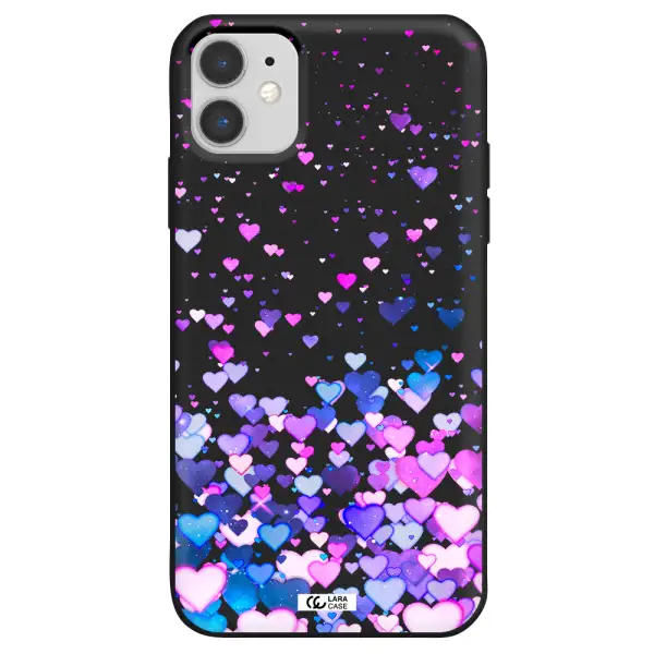 Watercolor Flying Hearts Apple iPhone 11 Silicone black Case
