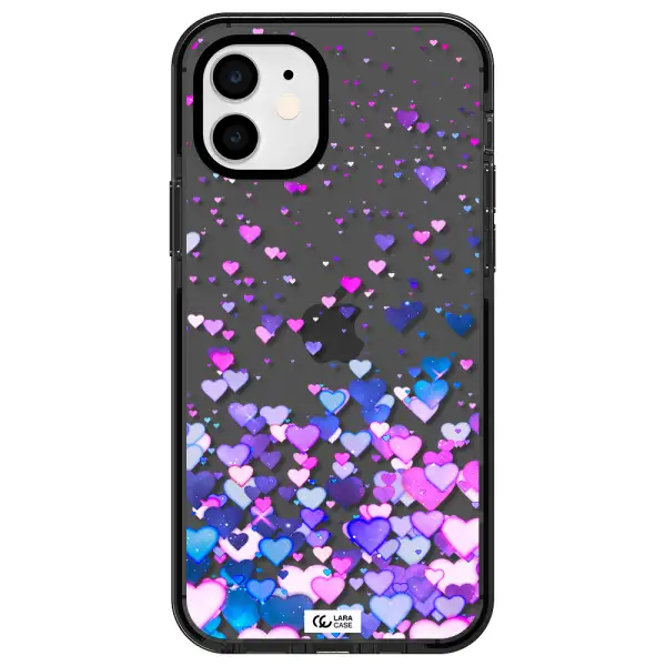 Watercolor Flying Hearts Apple iPhone 12 impact Smoke Black Case