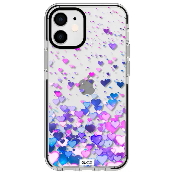 Watercolor Flying Hearts Apple iPhone 12 mini impact black border Case