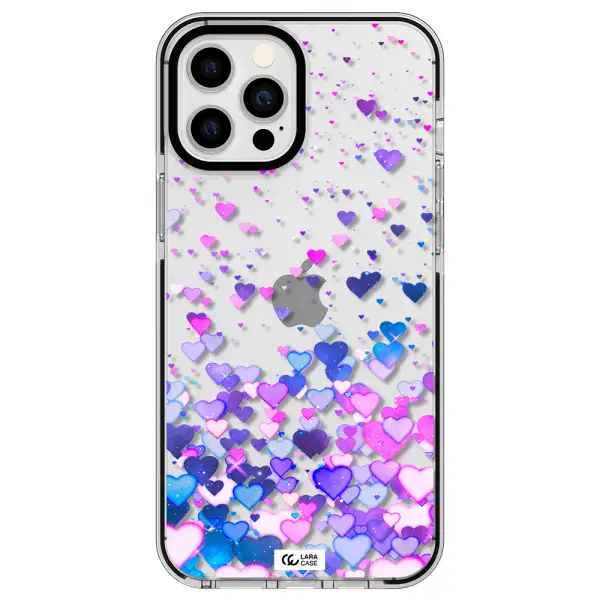 Watercolor Flying Hearts Apple iPhone 12 pro max impact black border Case