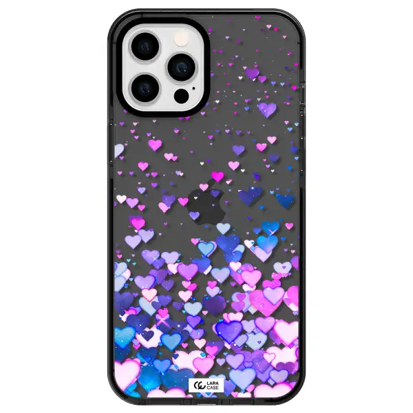 Watercolor Flying Hearts Apple iPhone 12 pro max impact Smoke Black Case