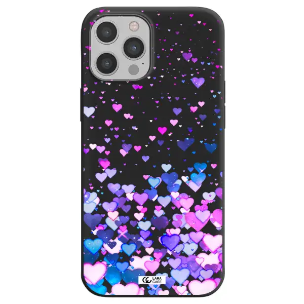 Watercolor Flying Hearts Apple iPhone 12 pro max Silicone black Case