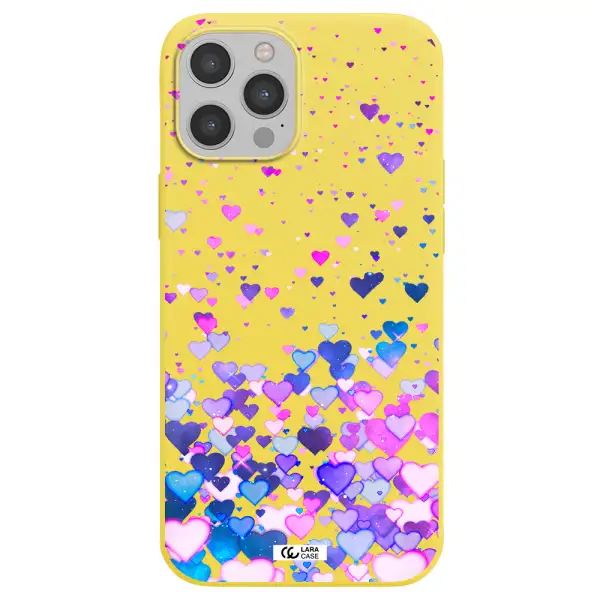 Watercolor Flying Hearts Apple iPhone 12 pro max Silicone canary yellow Case