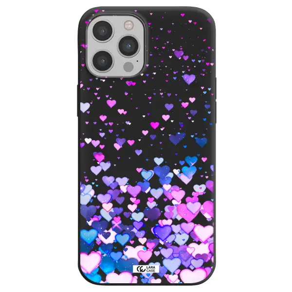Watercolor Flying Hearts Apple iPhone 12 pro Silicone black Case