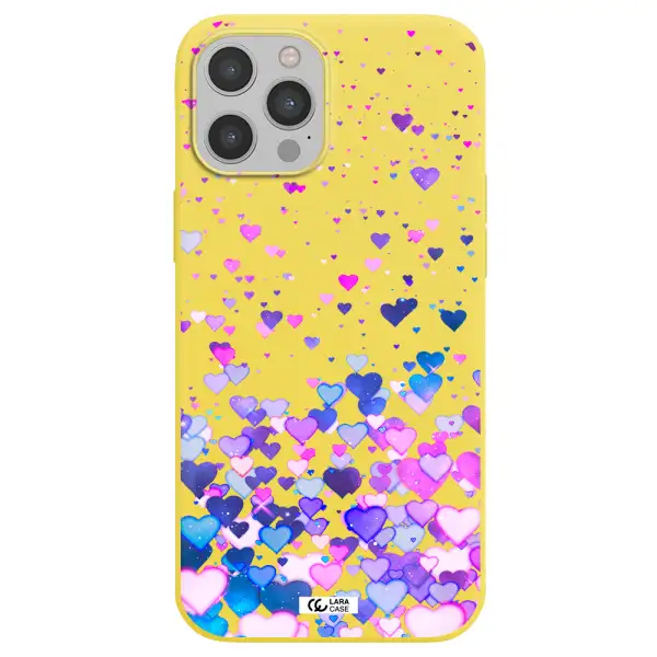 Watercolor Flying Hearts Apple iPhone 12 pro Silicone canary yellow Case