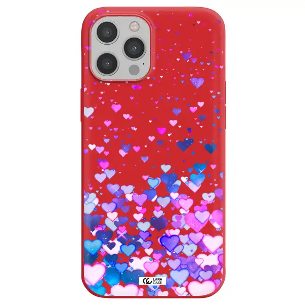Watercolor Flying Hearts Apple iPhone 12 pro Silicone Imperial Red Case