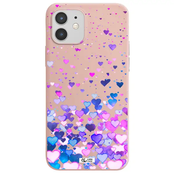 Watercolor Flying Hearts Apple iPhone 12 Silicone pastel pink Case