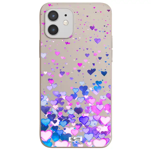 Watercolor Flying Hearts Apple iPhone 12 Silicone Stone Case