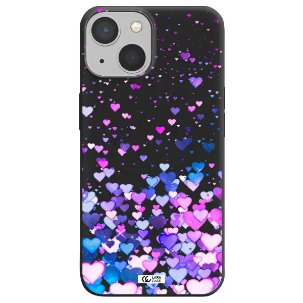 Watercolor Flying Hearts Apple iPhone 13 mini Silicone black Case