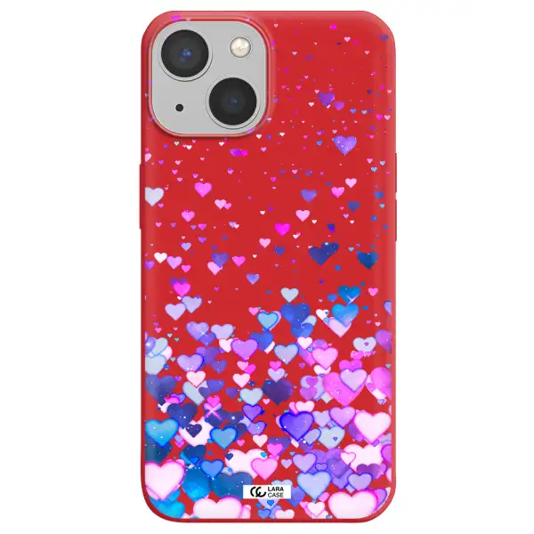 Watercolor Flying Hearts Apple iPhone 13 mini Silicone Imperial Red Case