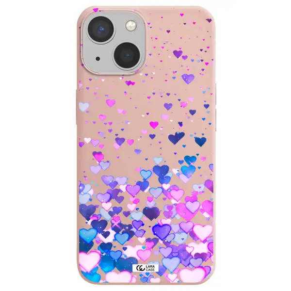Watercolor Flying Hearts Apple iPhone 13 mini Silicone pastel pink Case