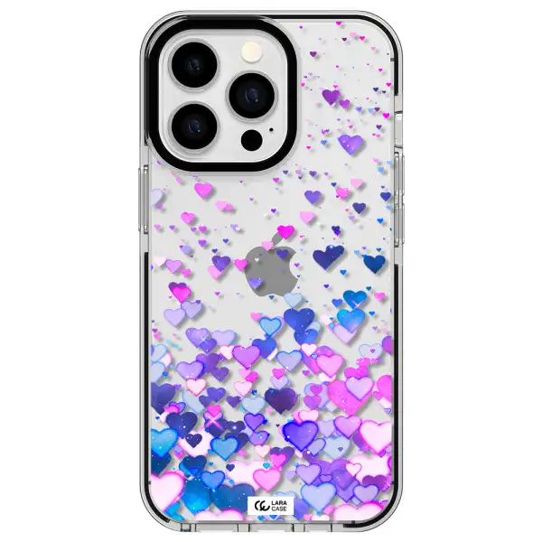 Watercolor Flying Hearts Apple iPhone 13 Pro impact black border Case