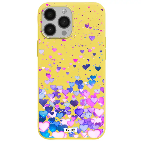 Watercolor Flying Hearts Apple iPhone 13 Pro Max Silicone canary yellow Case