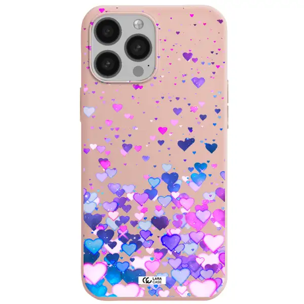 Watercolor Flying Hearts Apple iPhone 13 Pro Max Silicone pastel pink Case