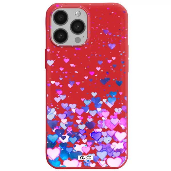Watercolor Flying Hearts Apple iPhone 13 Pro Silicone Imperial Red Case