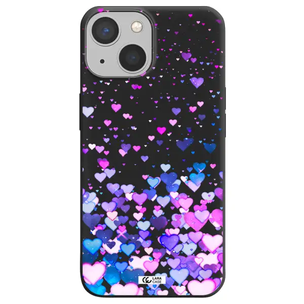 Watercolor Flying Hearts Apple iPhone 13 Silicone black Case