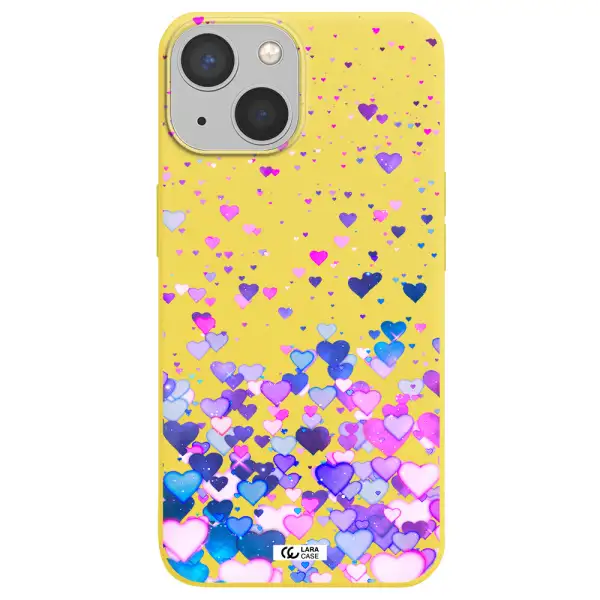 Watercolor Flying Hearts Apple iPhone 13 Silicone canary yellow Case