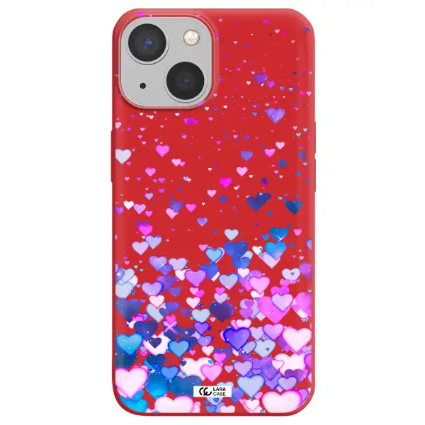 Watercolor Flying Hearts Apple iPhone 13 Silicone Imperial Red Case