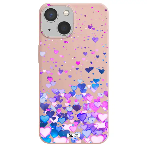 Watercolor Flying Hearts Apple iPhone 13 Silicone pastel pink Case