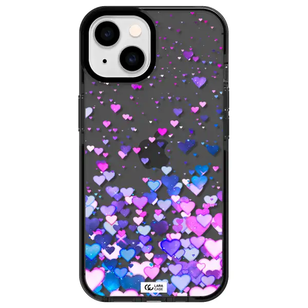 Watercolor Flying Hearts Apple iPhone 14 impact Smoke Black Case