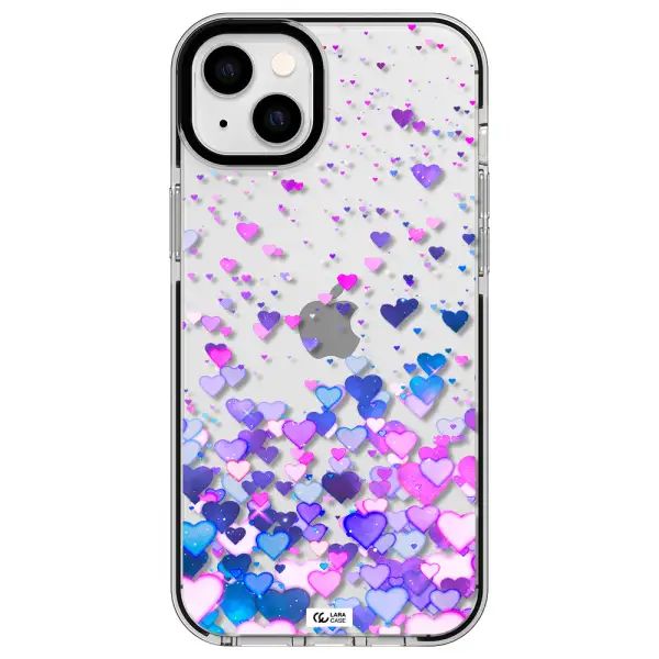Watercolor Flying Hearts Apple iPhone 14 plus impact black border Case