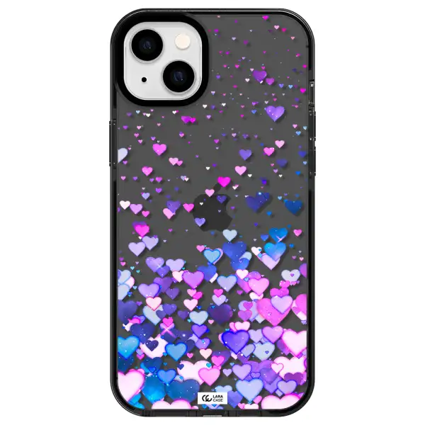 Watercolor Flying Hearts Apple iPhone 14 plus impact Smoke Black Case