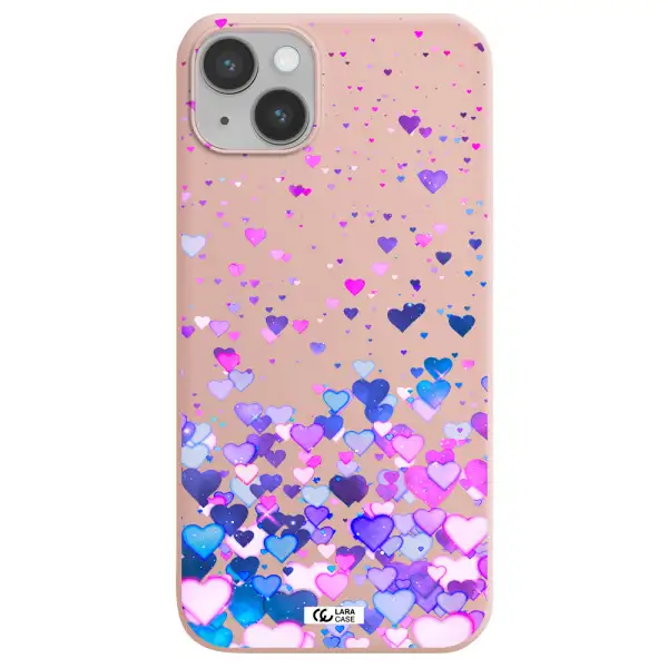 Watercolor Flying Hearts Apple iPhone 14 plus Silicone pastel pink Case