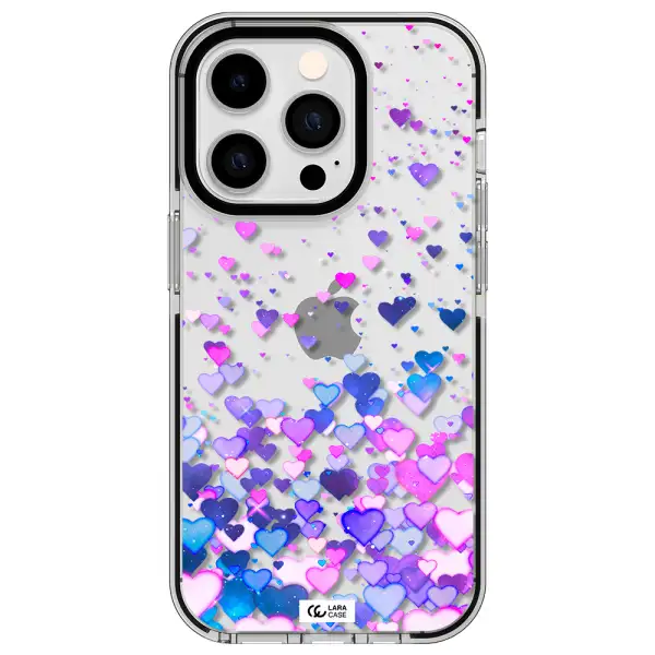 Watercolor Flying Hearts Apple iPhone 14 pro impact black border Case