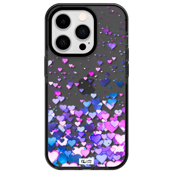 Watercolor Flying Hearts Apple iPhone 14 pro impact Smoke Black Case