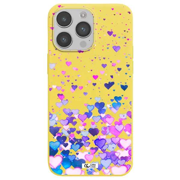 Watercolor Flying Hearts Apple iPhone 14 pro max Silicone canary yellow Case