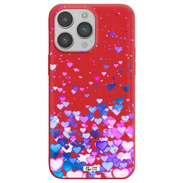 Watercolor Flying Hearts Apple iPhone 14 pro max Silicone Imperial Red Case