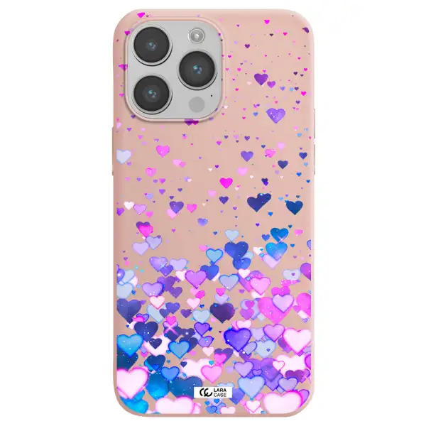 Watercolor Flying Hearts Apple iPhone 14 pro Silicone pastel pink Case