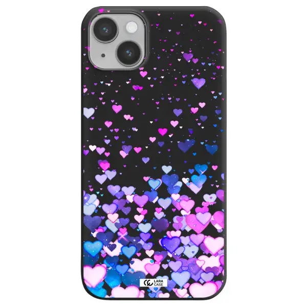 Watercolor Flying Hearts Apple iPhone 14 Silicone black Case