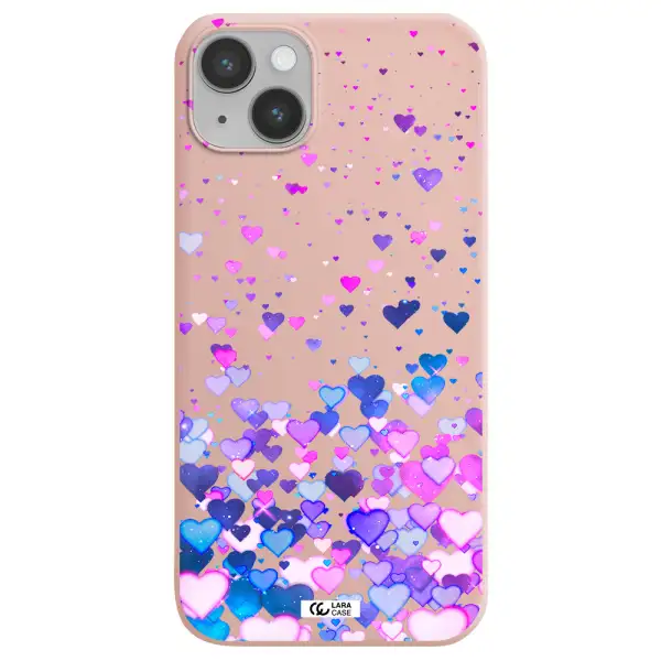 Watercolor Flying Hearts Apple iPhone 14 Silicone pastel pink Case