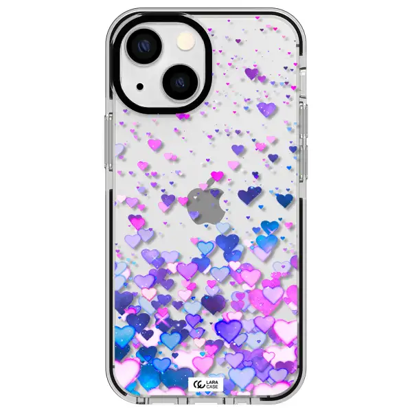 Watercolor Flying Hearts Apple iPhone 15 impact black border Case