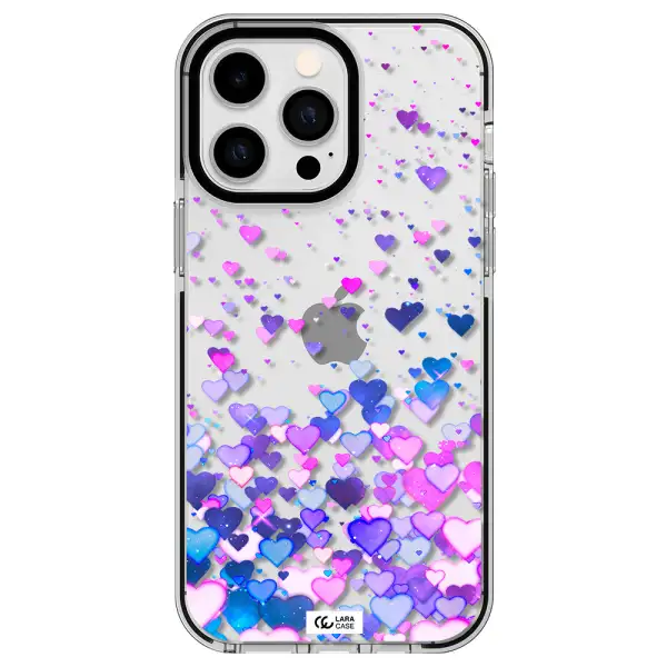 Watercolor Flying Hearts Apple iPhone 15 Pro Max impact black border Case