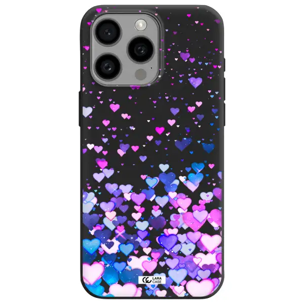 Watercolor Flying Hearts Apple Iphone 15 Pro max Silicone black Case