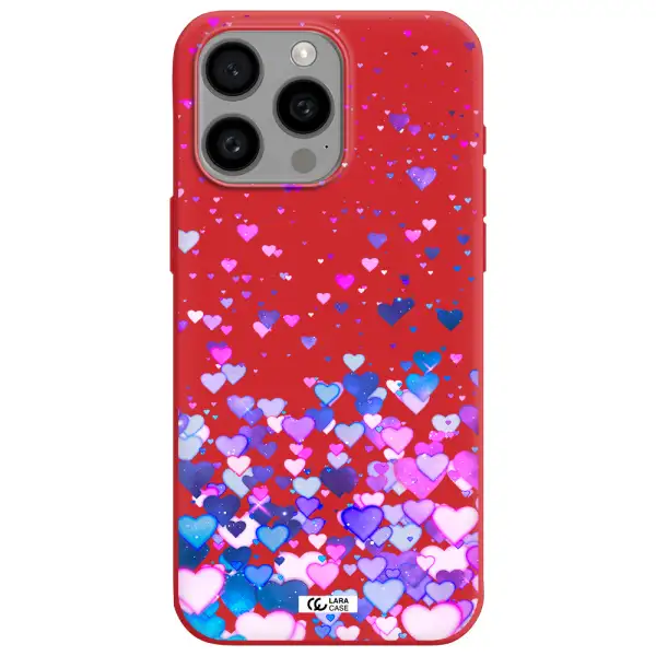 Watercolor Flying Hearts Apple Iphone 15 Pro Max Silicone Imperial Red Case