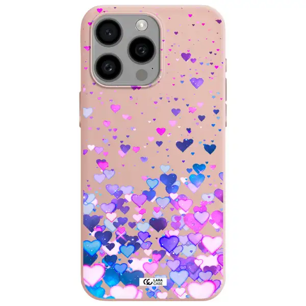 Watercolor Flying Hearts Apple Iphone 15 Pro max Silicone pastel pink Case