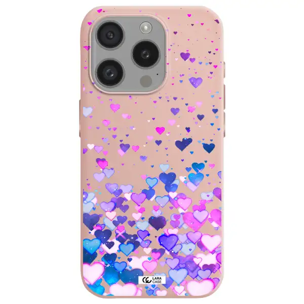 Watercolor Flying Hearts Apple Iphone 15 Pro Silicone Pastel Pink Case