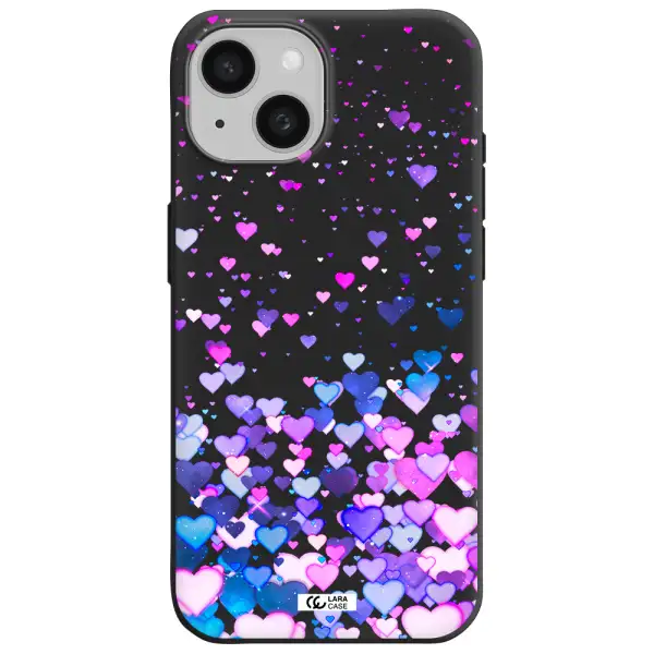 Watercolor Flying Hearts Apple iPhone 15 Silicone black Case