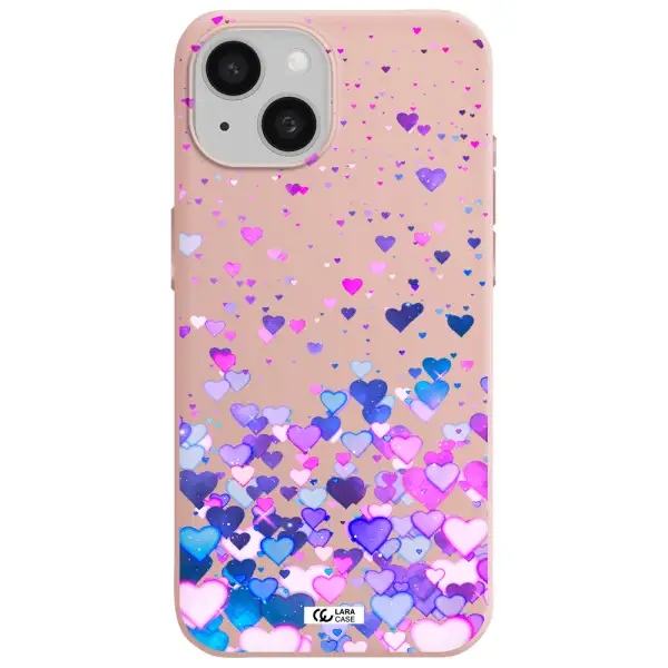 Watercolor Flying Hearts Apple Iphone 15 Silicone Pastel Pink Case