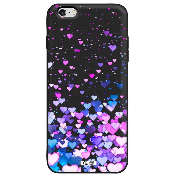 Watercolor Flying Hearts Apple iPhone 6 plus Silicone black Case