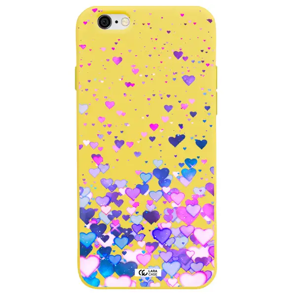 Watercolor Flying Hearts Apple iPhone 6 Silicone canary yellow Case