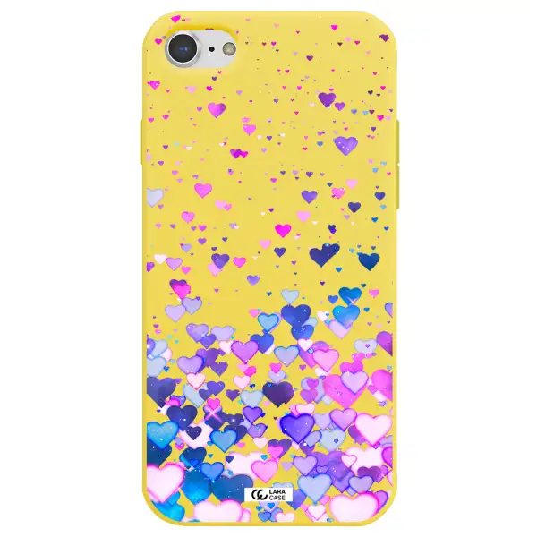 Watercolor Flying Hearts Apple iPhone 7 Silicone canary yellow Case