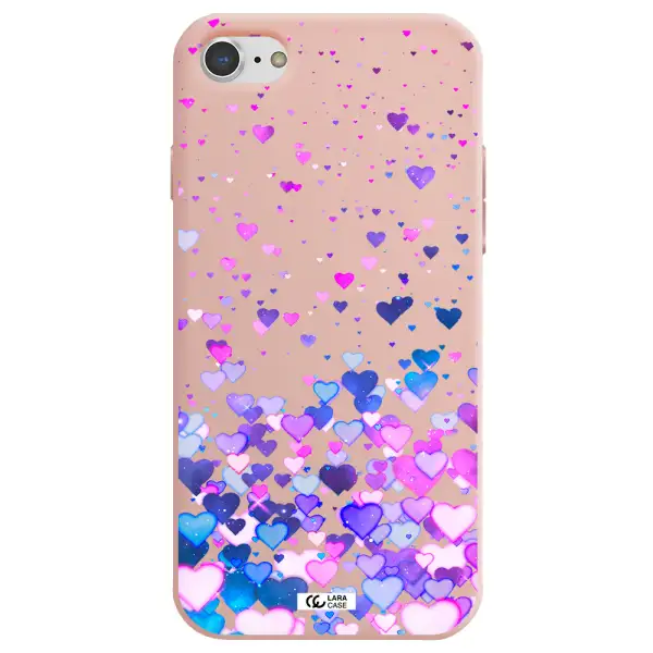 Watercolor Flying Hearts Apple iPhone 7 Silicone pastel pink Case