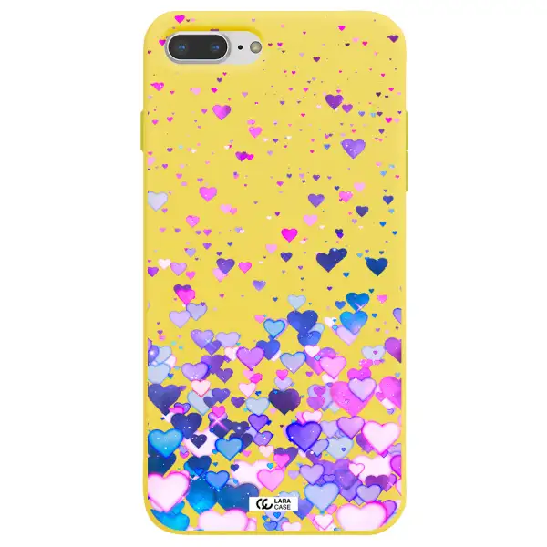 Watercolor Flying Hearts Apple iPhone 8 plus Silicone canary yellow Case