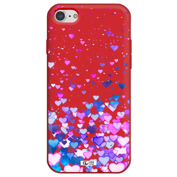 Watercolor Flying Hearts Apple iPhone 8 Silicone Imperial Red Case