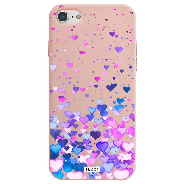 Watercolor Flying Hearts Apple iPhone 8 Silicone pastel pink Case