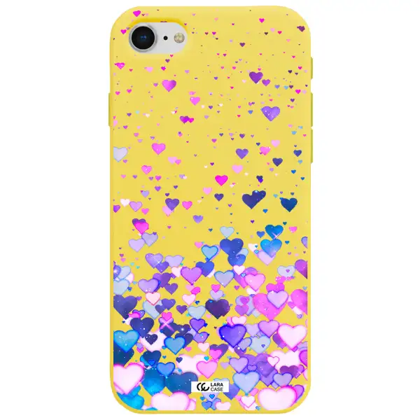 Watercolor Flying Hearts Apple iPhone se 2020 Silicone canary yellow Case
